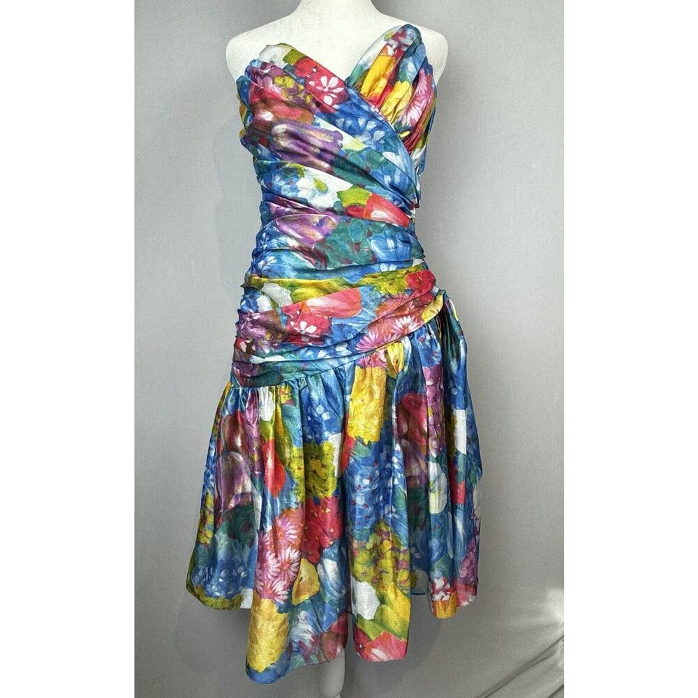 Sonia Fernandez Colorful Silk Dress Made In France Women’s Size M? Wrap Style